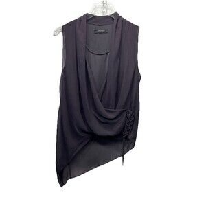 All Saints Womens Abi Chiffon Top Size US 4 Drapey Side Zip Plum  Quiet Luxury
